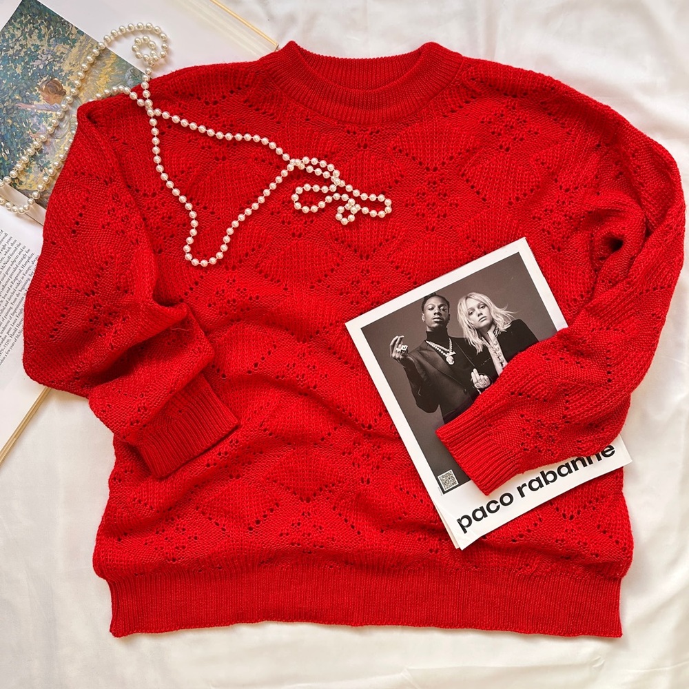 3/50$ Vintage 70’S Red Knit Sweater